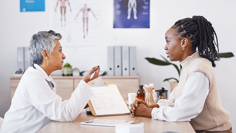 patient and doctor talking