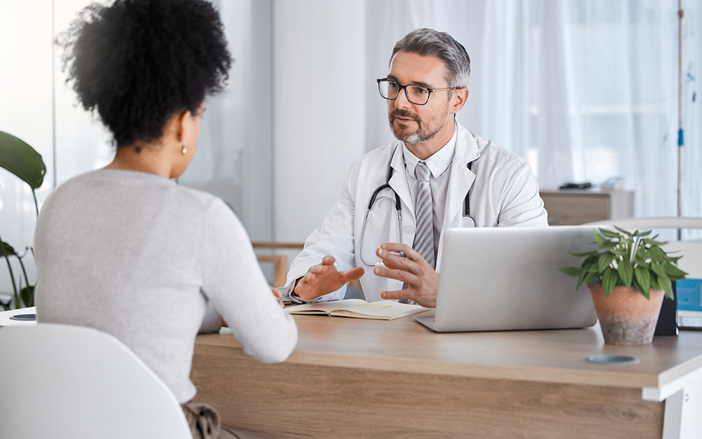 Doctor talking to a woman